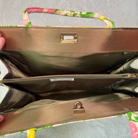 Vintage 1960s Floral Satchel Handbag, Spring Bag, Gardiner Maine Margaret Smith - Picture 6 of 12